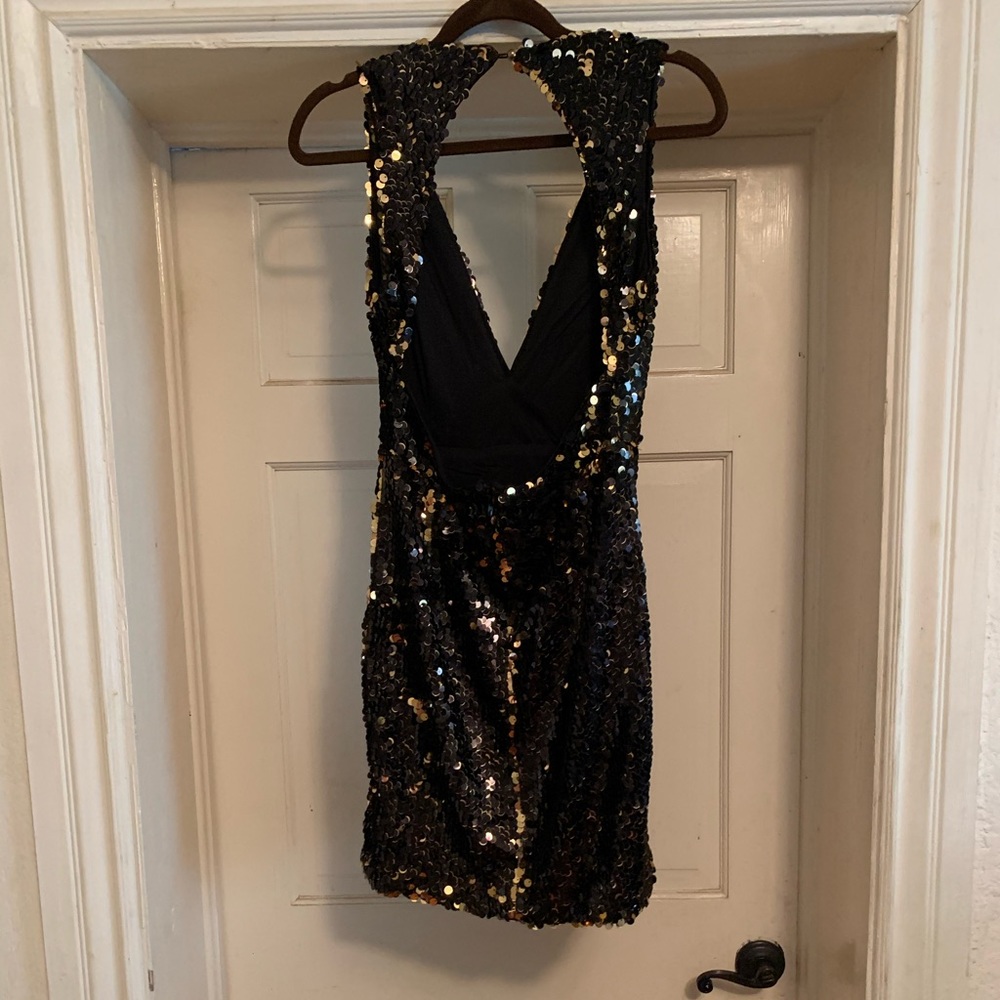 Black cocktail sequin dress